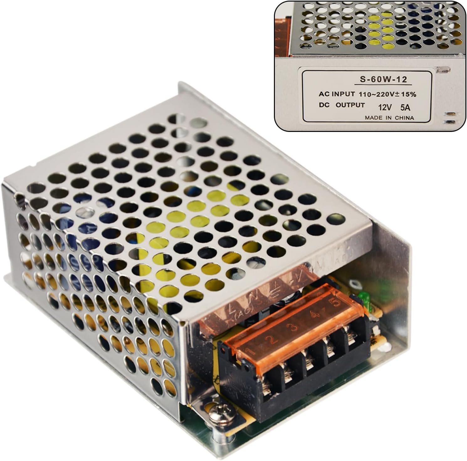 12V 5A 60W Power Supply Adapter, Universal Regulated Switching Power Converter A gallery