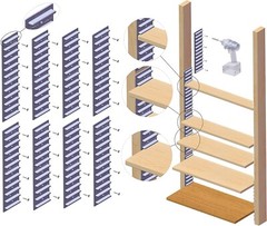 EZStudRack Shelving System- 8 Pack Gray, 32 Wood Screws-WOOD NOT INCLUDED