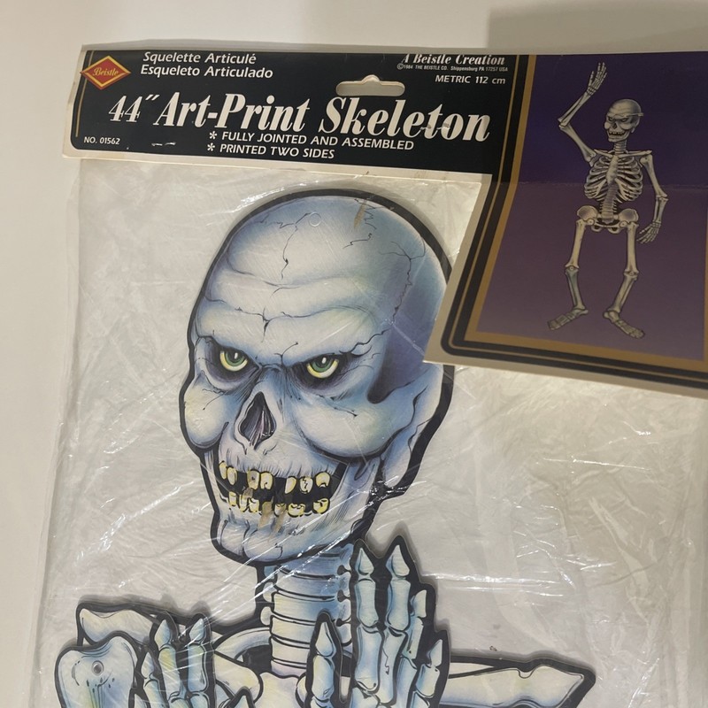 Beistle Jointed Skeleton Halloween Cardboard VTG Die Cut Art print 44" New 1984 gallery