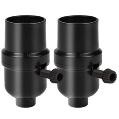 2 Pack 3-Way Lamp Socket Replacement E26 Base – UL Listed Turn Knob Low-Med-High