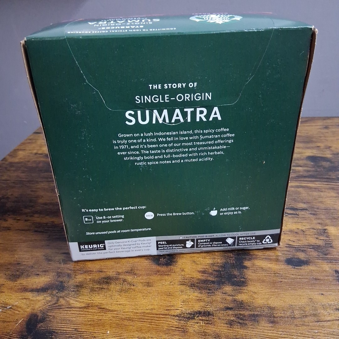 Starbucks Sumatra Single Origin Dark Roast Keurig K-Cup Coffee Pods, 32ct gallery