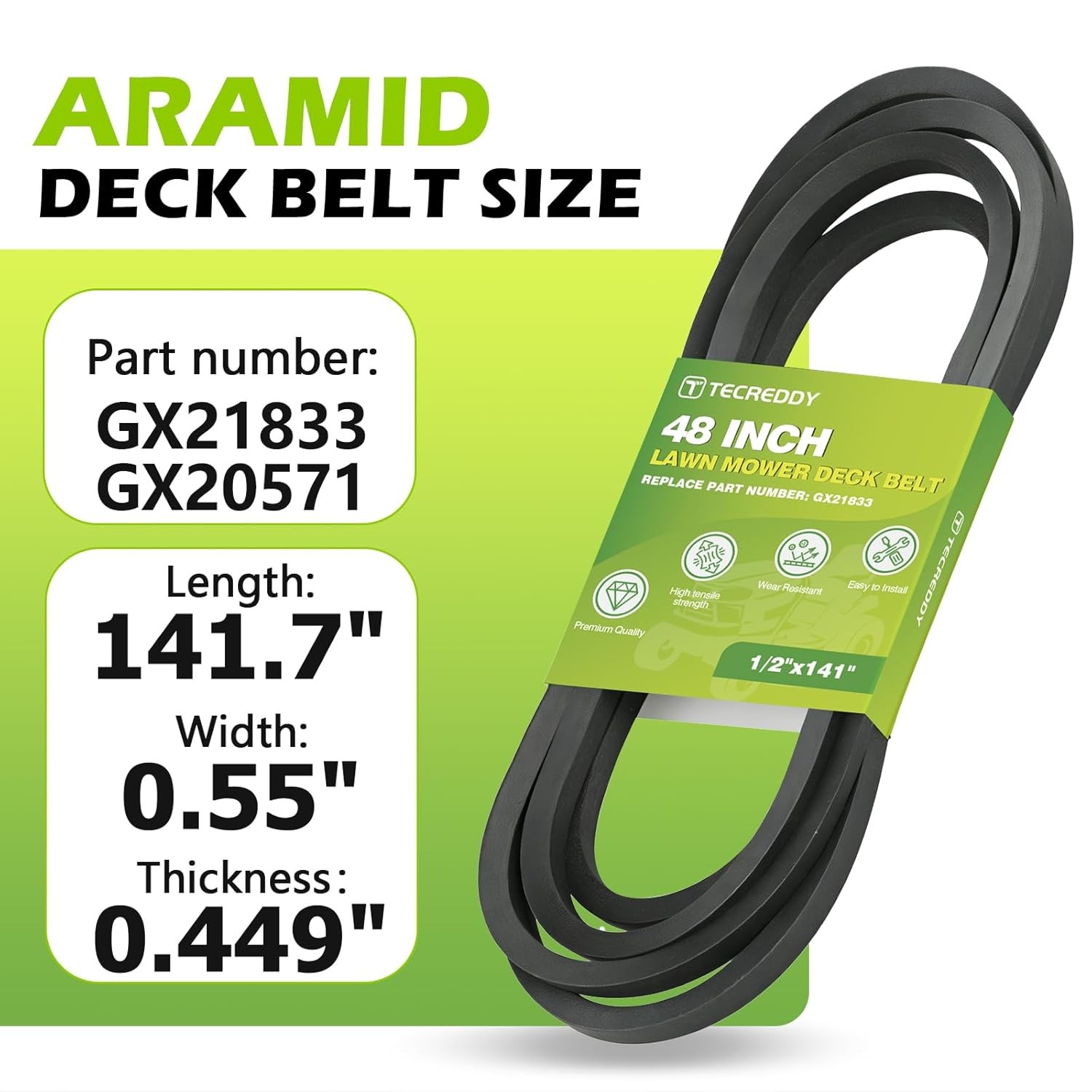 GX21833 48 Inch Mower Deck Belt for John Deere 145 D140 D150 D155 D160 L120 L130 gallery