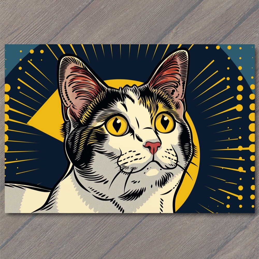 Art Print Cat Pop Art Halftone Cartoon Bright Colorful Fun Cute Colors Happy gallery