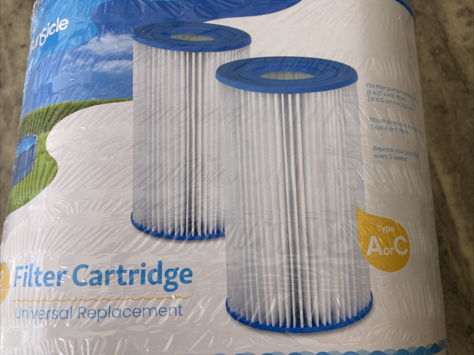 2 pack Funsicle Filter Cartridge Universal Replacement Type A or C Pool Filter gallery