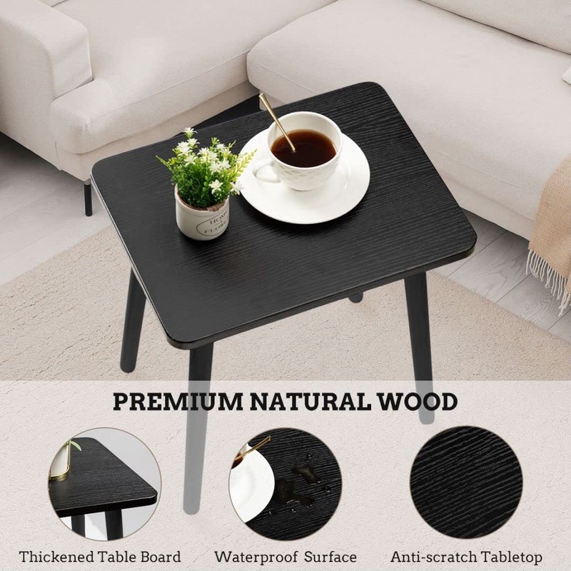 Side Table, Modern Accent End Table with Wooden Legs, Easy to Assemble Mini L... gallery