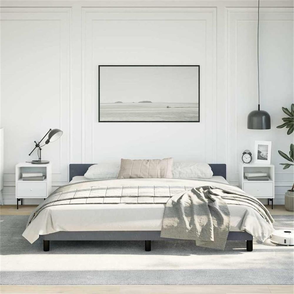 Bowery Hill Engineered Wood California King Bed Frame with Headboard - Dark Gray gallery