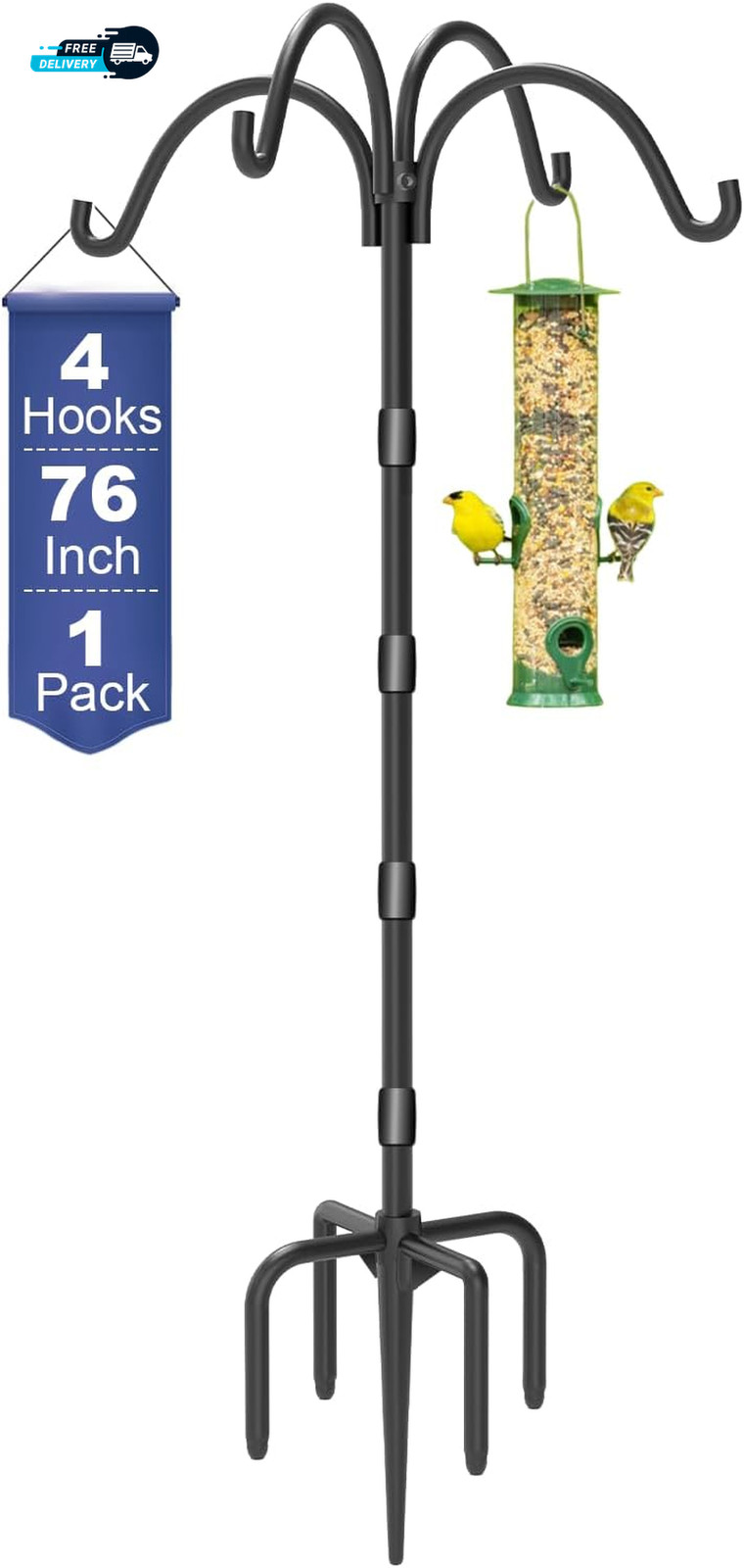 Upgrade 4 Hook Shepherds Hooks for Outdoor with Plastic Tube 76 Heavy Duty gallery