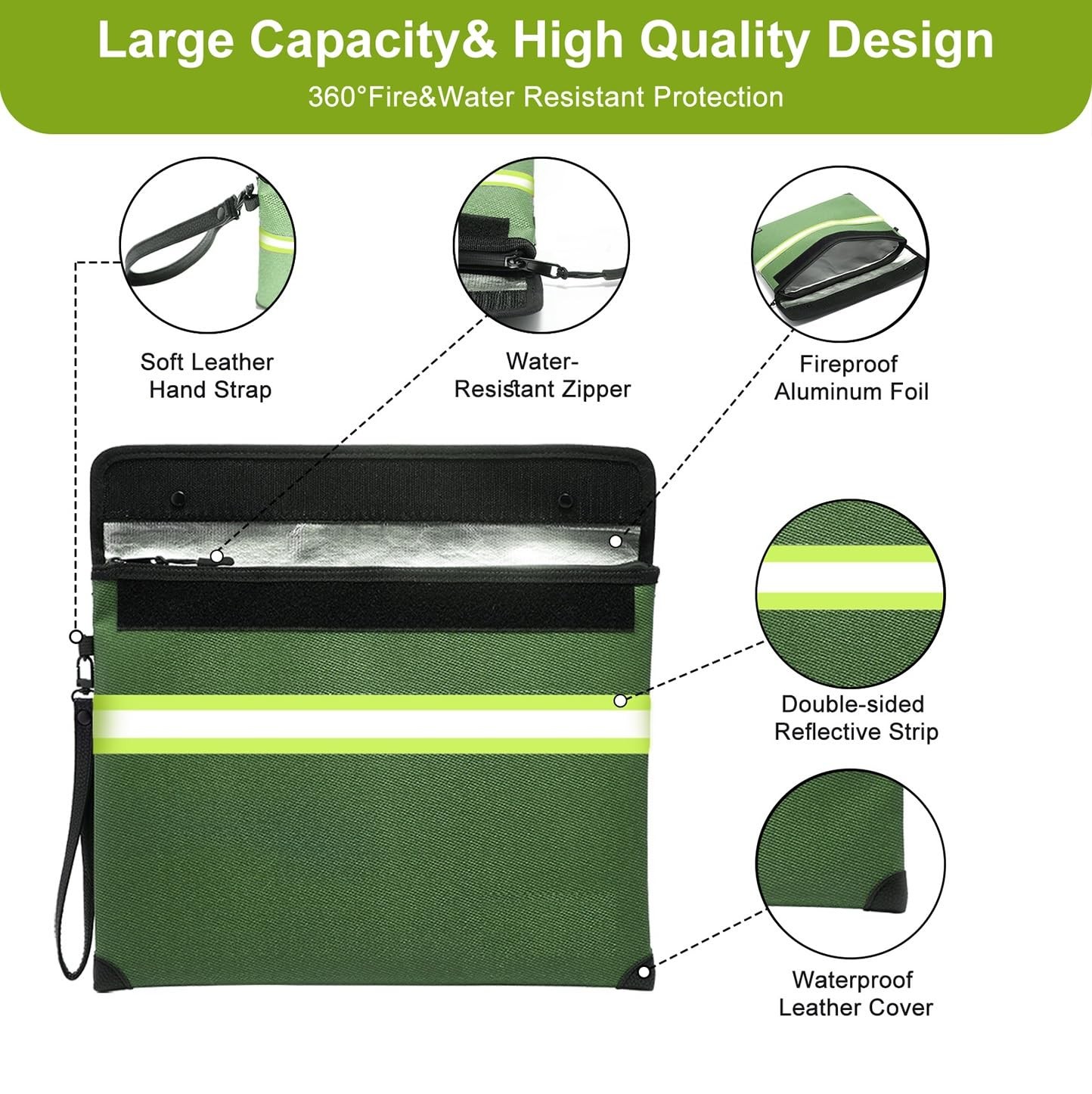 Upgraded 6500° Fireproof Money Bag for Cash,11.2"×7.7"& 8"×5"Small Fire Proof... gallery