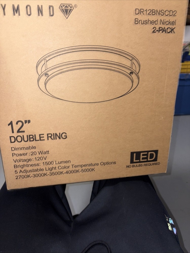 DYMOND DR12BN40DX LED Ceiling Light Fixture Flush Mount 4000K Dimmable Brushed