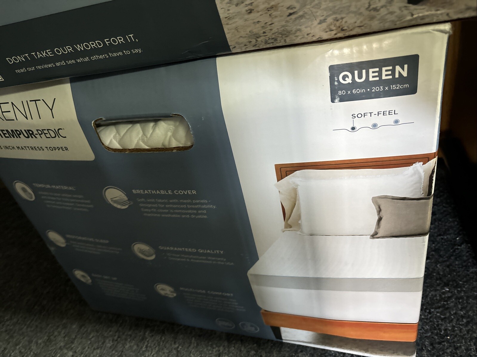 Serenity by Tempur-Pedic 3” Cooling Memory Foam Mattress Topper Queen Size gallery