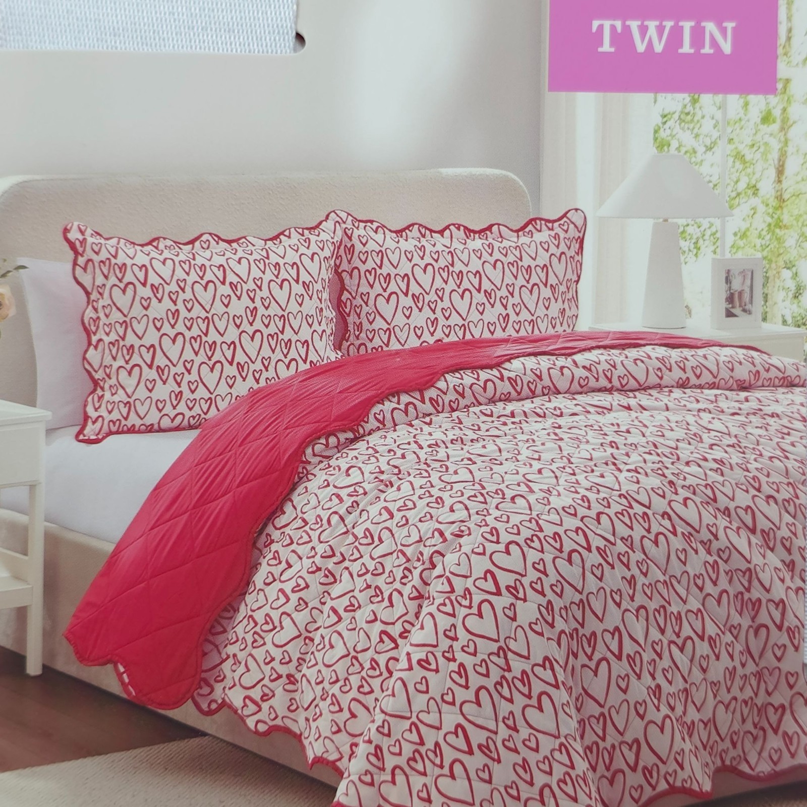 Hallmark Heart Strings Twin 2-Piece Quilt Set Valentines Day Love Heart gallery