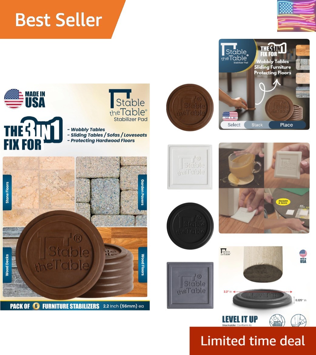 6 Pack-Walnut Round, Furniture Leveler & Riser, Anti-Slip Sofa Gripper for Ha... gallery