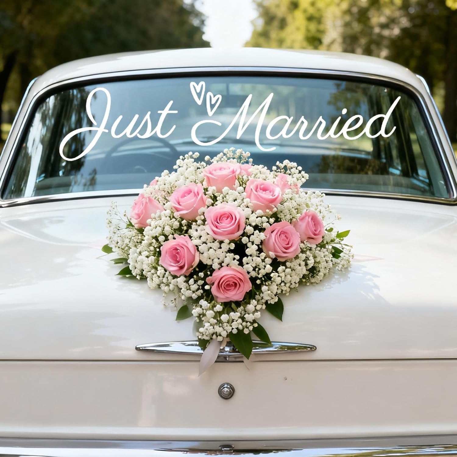 Just Married Car Sticker, Vinyl PVC White Wedding Bumper Sticker Graceful Weddin gallery