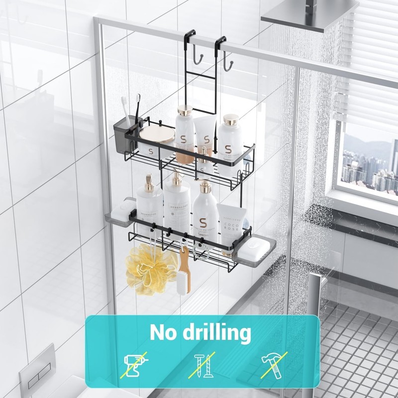 Over the Door Shower Caddy Rustproof Stainless Steel Hanging Bathroom Organizer gallery
