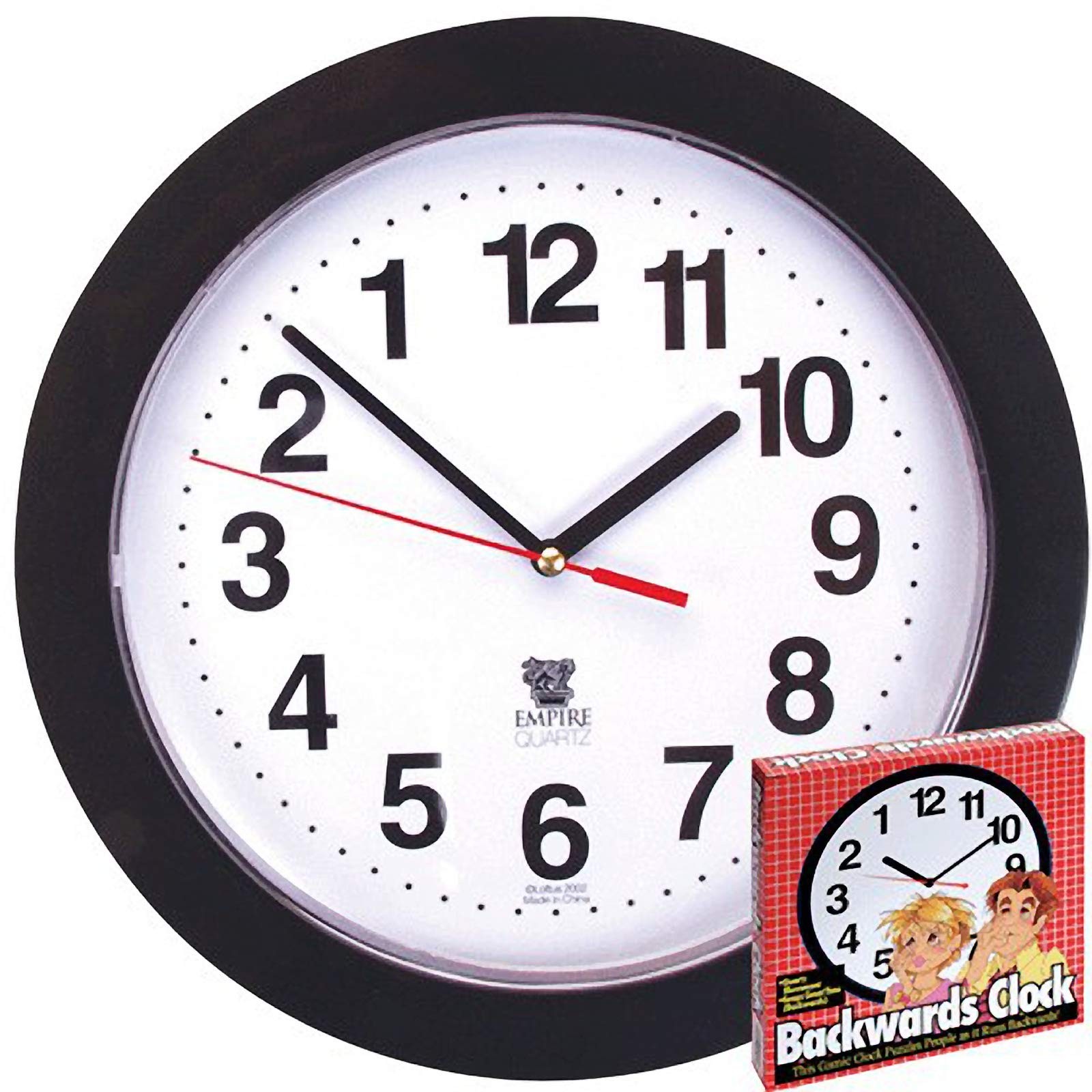 Black Backwards Wall Clock, Runs Counterclockwise and Reverse gallery