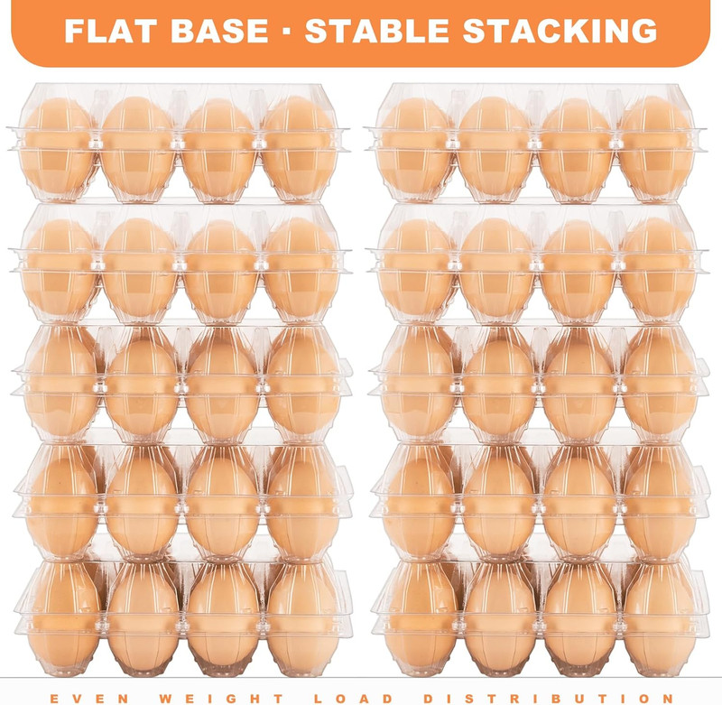 180 Pack Clear Plastic Egg Cartons, Reusable Stackable Egg Containers for Farm, gallery
