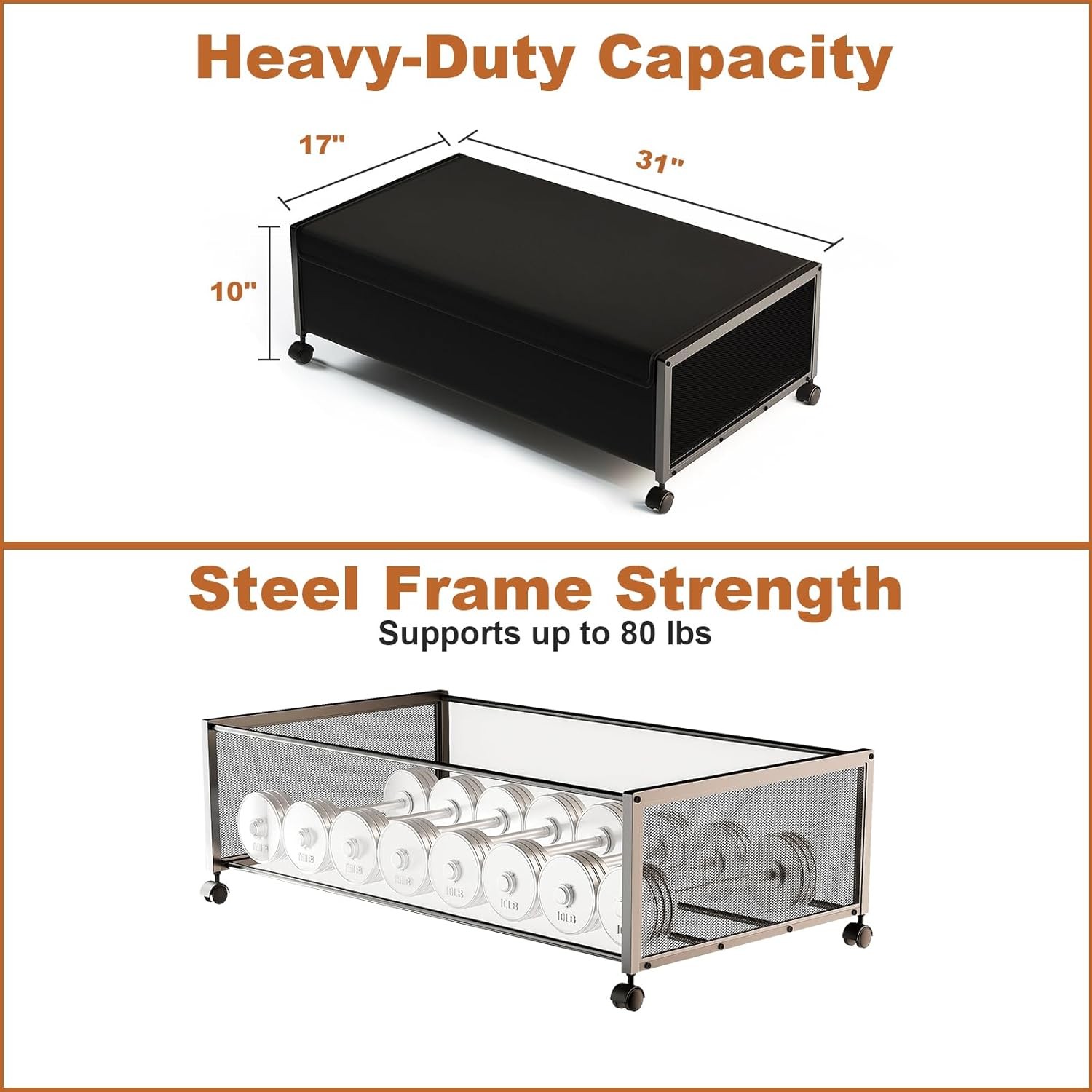 2 Pack Under the Bed Storage Containers,10 inch Height Under Bed Shoe gallery