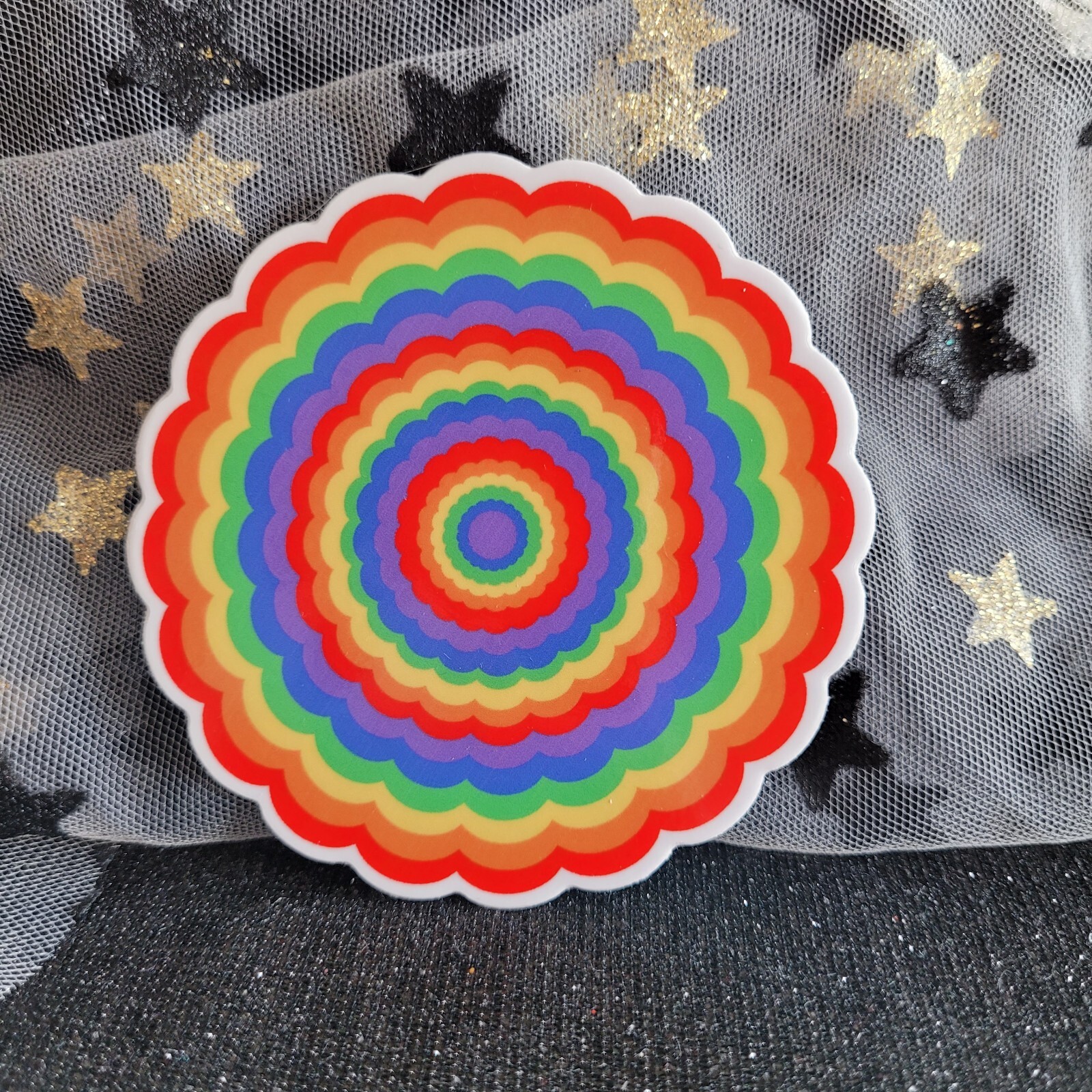 RNBW009 - Circle Rounded Rainbow Flower Shaped Pride Sticker | LGBTQ | Inclusion gallery
