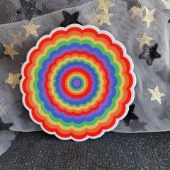 RNBW009 – Circle Rounded Rainbow Flower Shaped Pride Sticker | LGBTQ | Inclusion