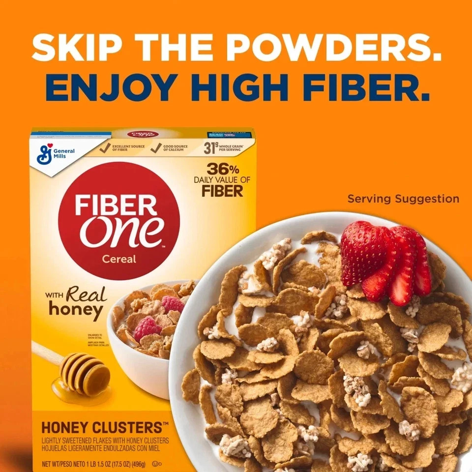 Fiber One Honey Clusters Breakfast Cereal, Fiber Cereal Made with Whole Grain, 1 gallery