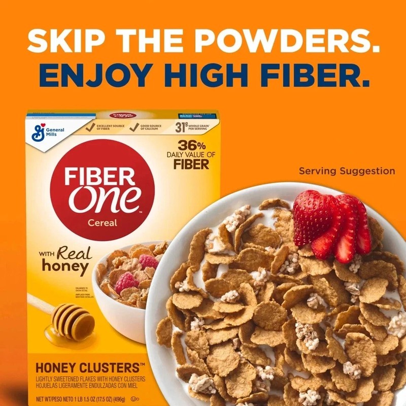 Fiber One Honey Clusters Breakfast Cereal, Fiber Cereal Made with Whole Grain, 1 gallery