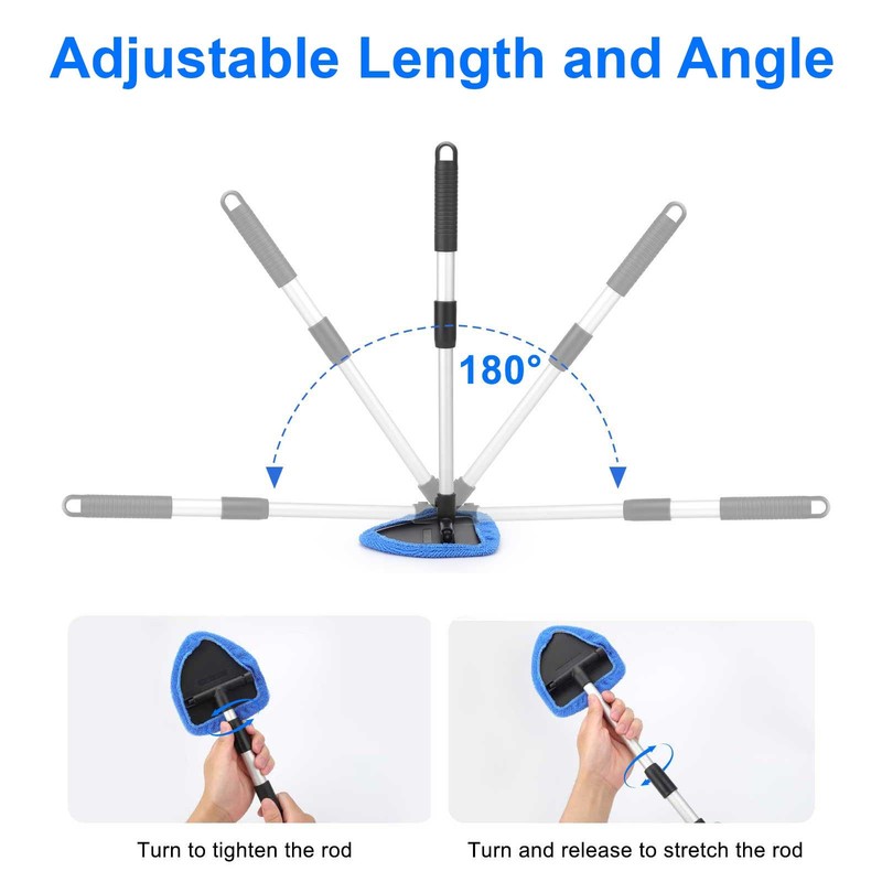 Windshield Cleaning Kit 180° Swivel Window Glass Wiper Cleaner Brush w/ Squeegee gallery