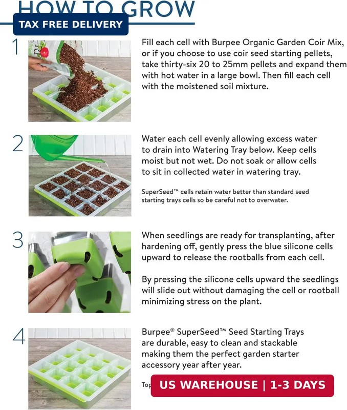 Burpee SuperSeed Seed Starting Tray | 36 Cell Reusable Seed Starter Tray | for S gallery