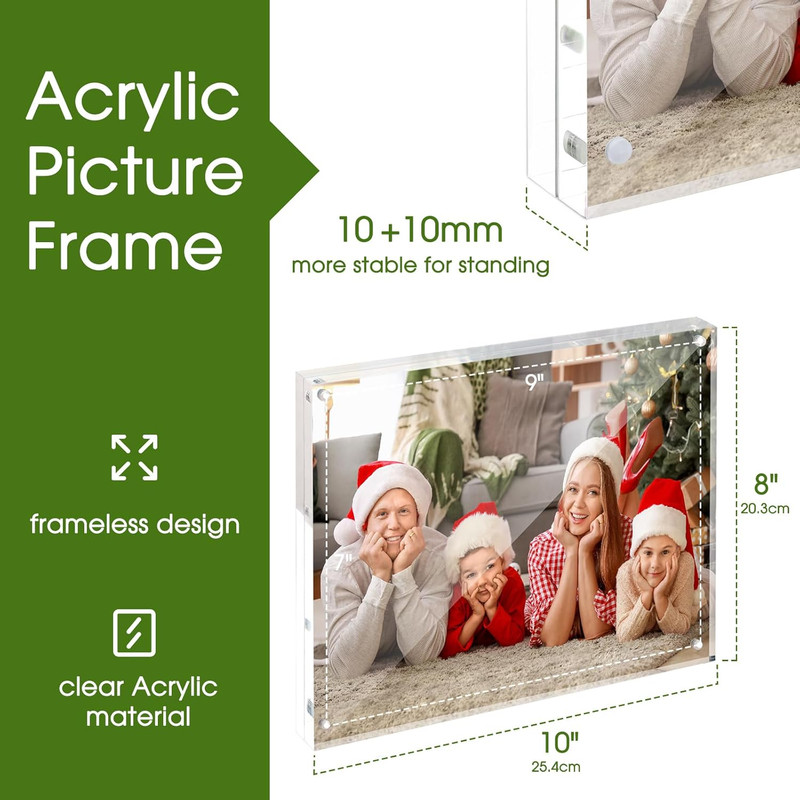 Acrylic Frames 8x10 - 5 Pack Double-Sided Magnetic Desktop Display Frames gallery