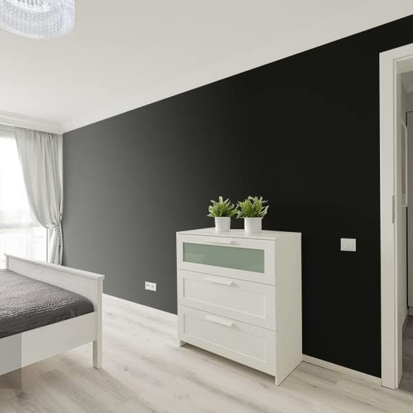 Matte Black Contact Paper Solid Wallpaper Plain Vinyl Film SelfAdhesi... gallery