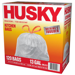 Husky 13 Gallon Tall Kitchen Drawstring Trash Bags 120 Count Heavy Duty Leak Res