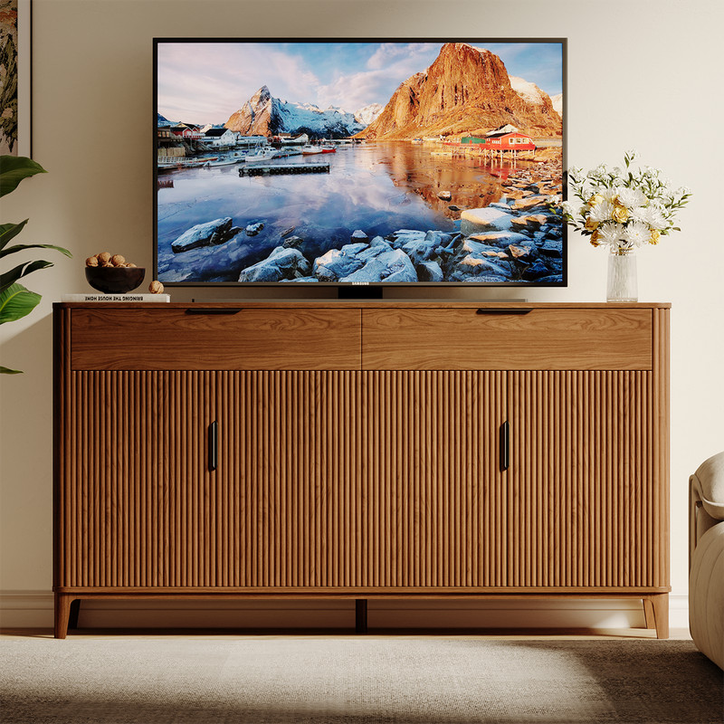 63" Large Buffet Sideboard with Storage, 31" Tall Kitchen Buffet Storage Cabinet gallery