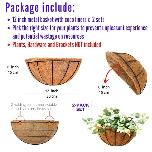LaLaGreen Wall Hanging Planters, 2 Pack, 12 Inch Wall 12" (30 cm) x 2 Pack gallery