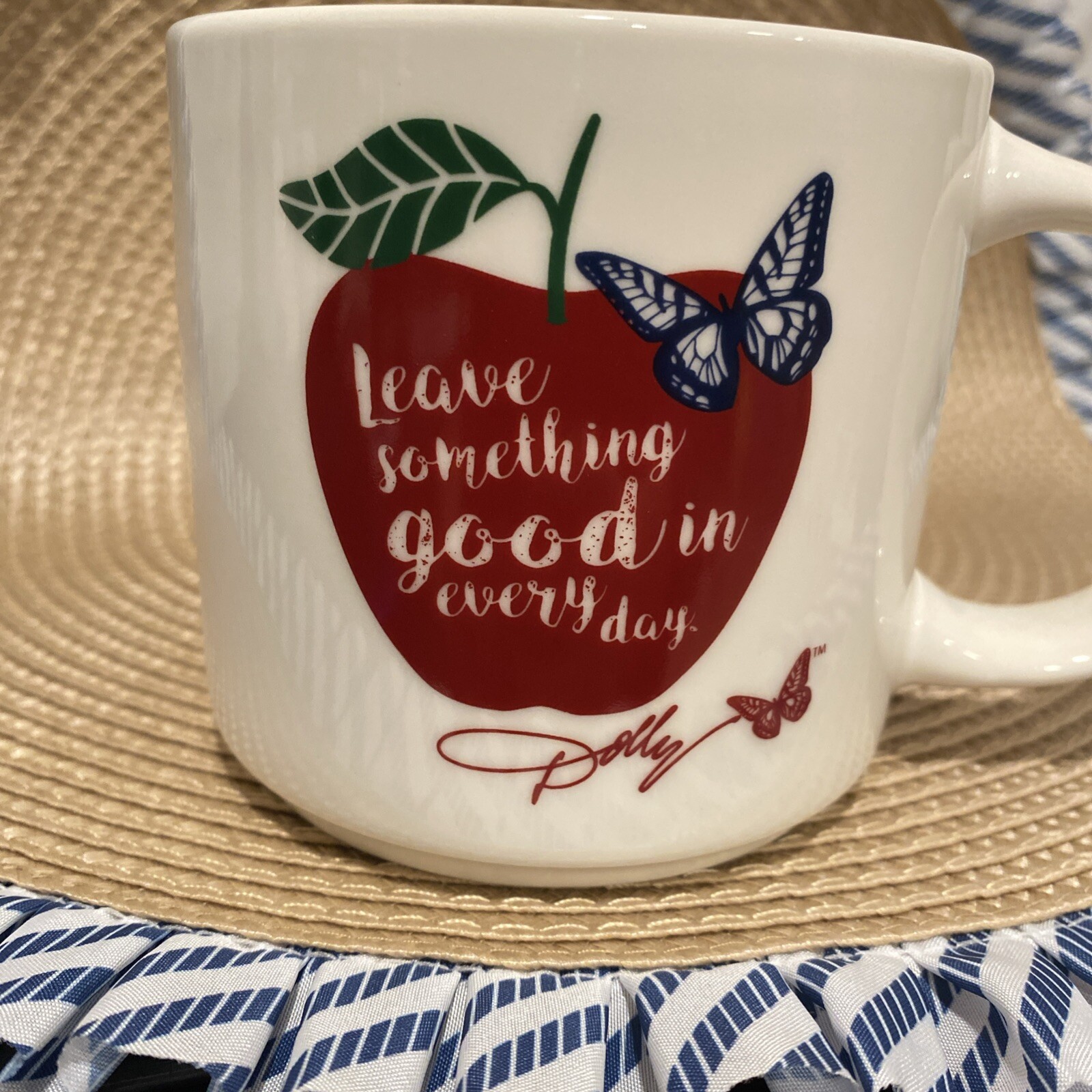 Dolly Parton Leave Something Good In Every Day Apple Butterfly Coffee Mug White gallery