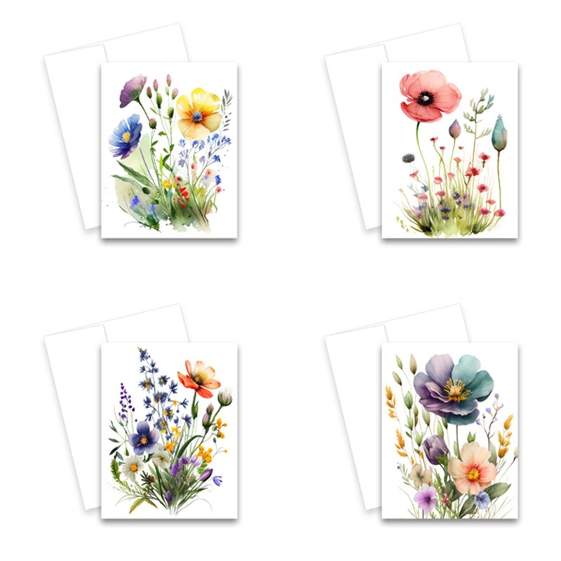 12 Assorted All Occasion Note Cards Blank with Envelopes - Wildflowers gallery