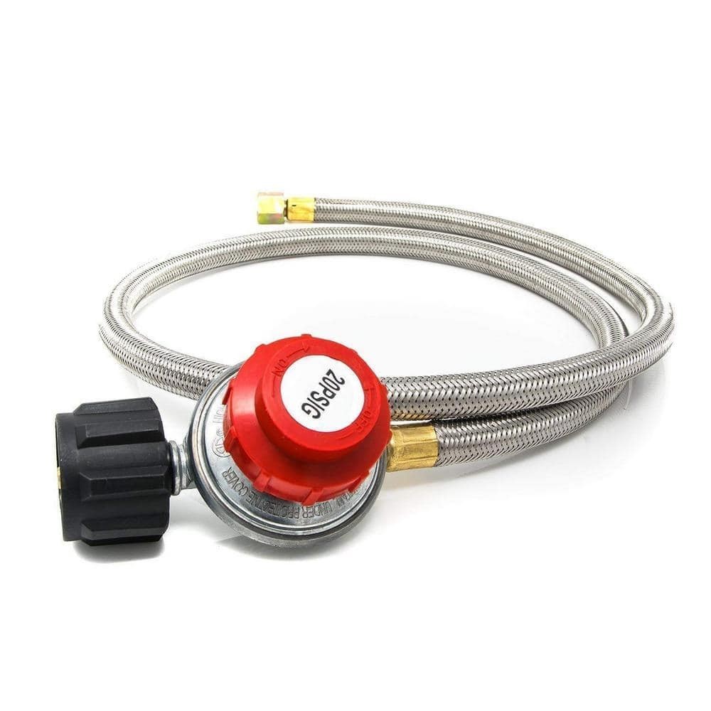 4 ft. 0 PSI to 20 PSI High Pressure Propane Regulator and Steel Braided Hose gallery
