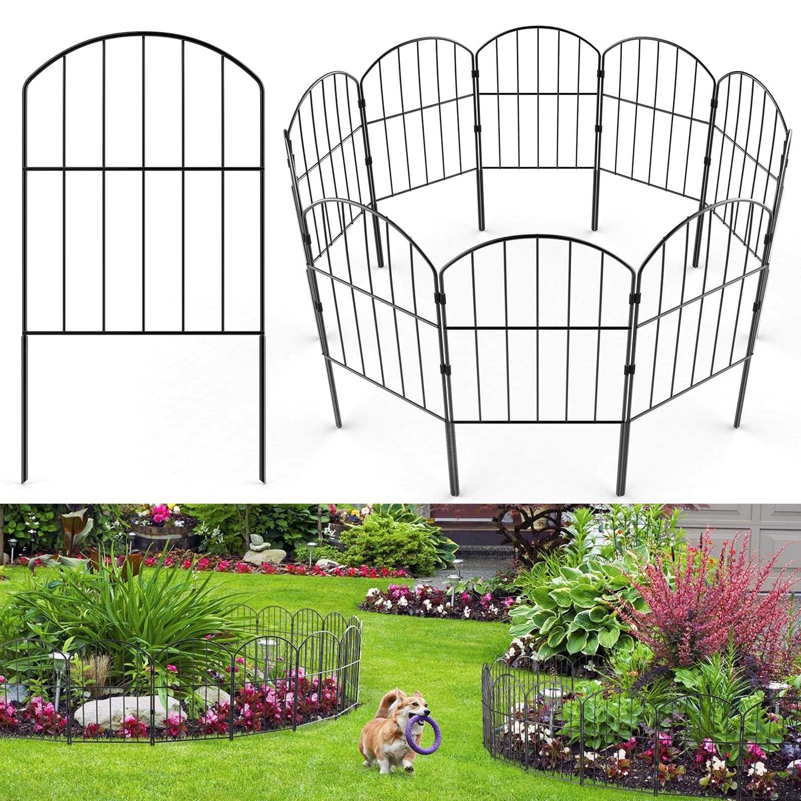 Decorative Garden Fence 25 Panels, Total 26ft (L) x 24in (H) Rustproof Metal ... gallery