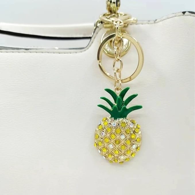 Cute Pineapple Shaped Rhinestone Keychain Car Bag Phone Purse Charm Yellow gallery