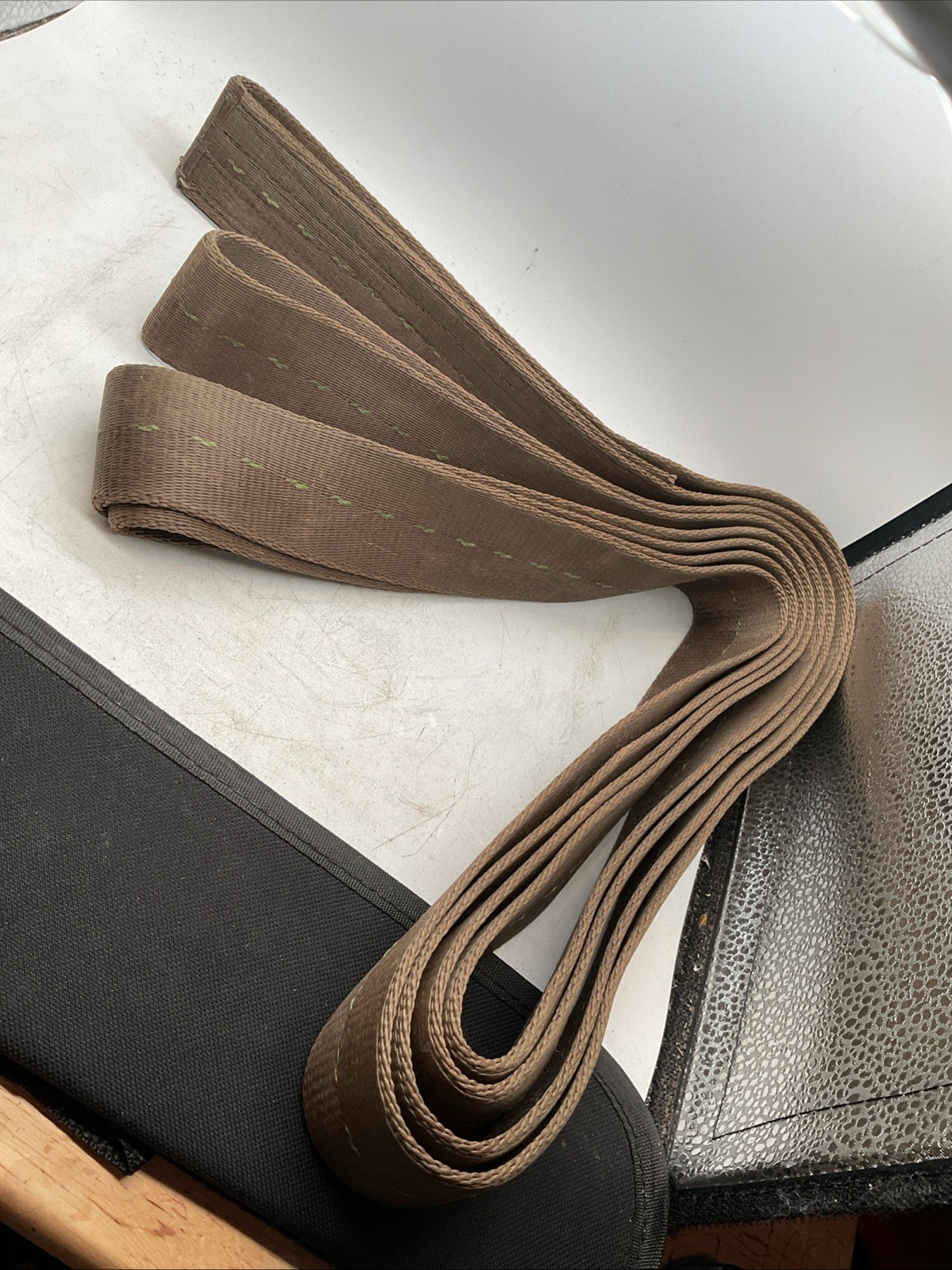 Original Military Tow Strap - 12 ft Long 3” Wide - Heavy Duty Nylon - OD Green gallery