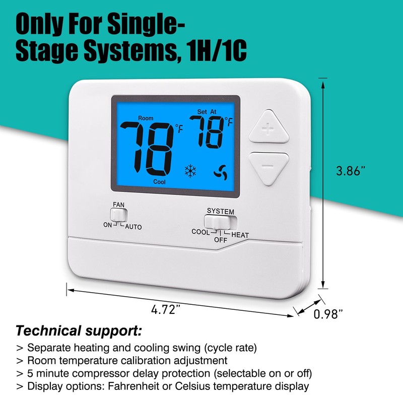 Suuwer Non-Programmable Thermostats for Home 1 Heat/1 Cool Conventional Singl... gallery