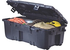 Plano 108 Quart Large Hinged Storage Box Black Heavy Duty Organizer Container