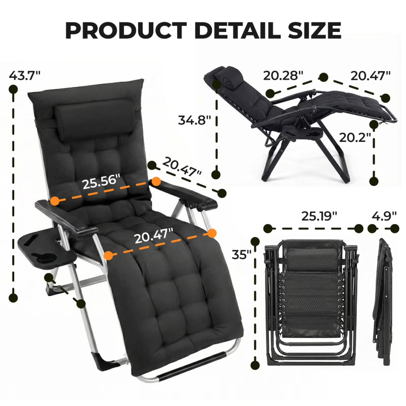 Zero Gravity Lounge Chair, Heavy-Duty Folding Recliner for Patio & Lawn gallery