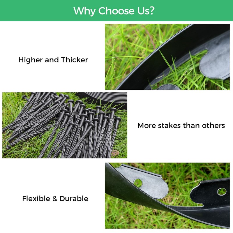 2in x 50ft Flexible Plastic Lawn Edging with 75 Spikes Black gallery