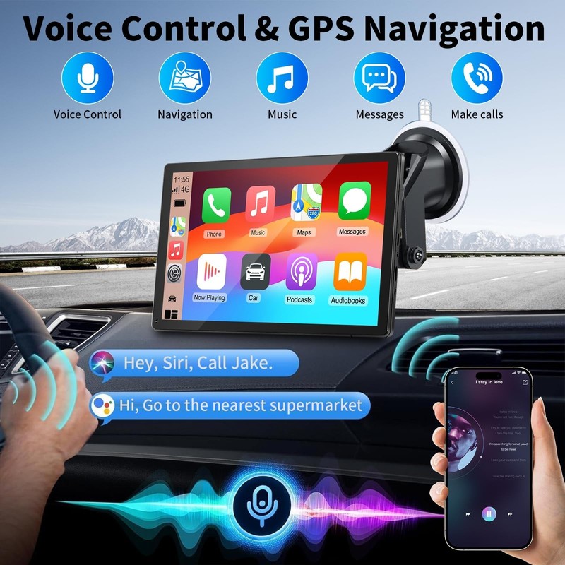 CarPlay Screen for Car, 9'' Wireless CarPlay & Android Auto - Smart Portable ... gallery