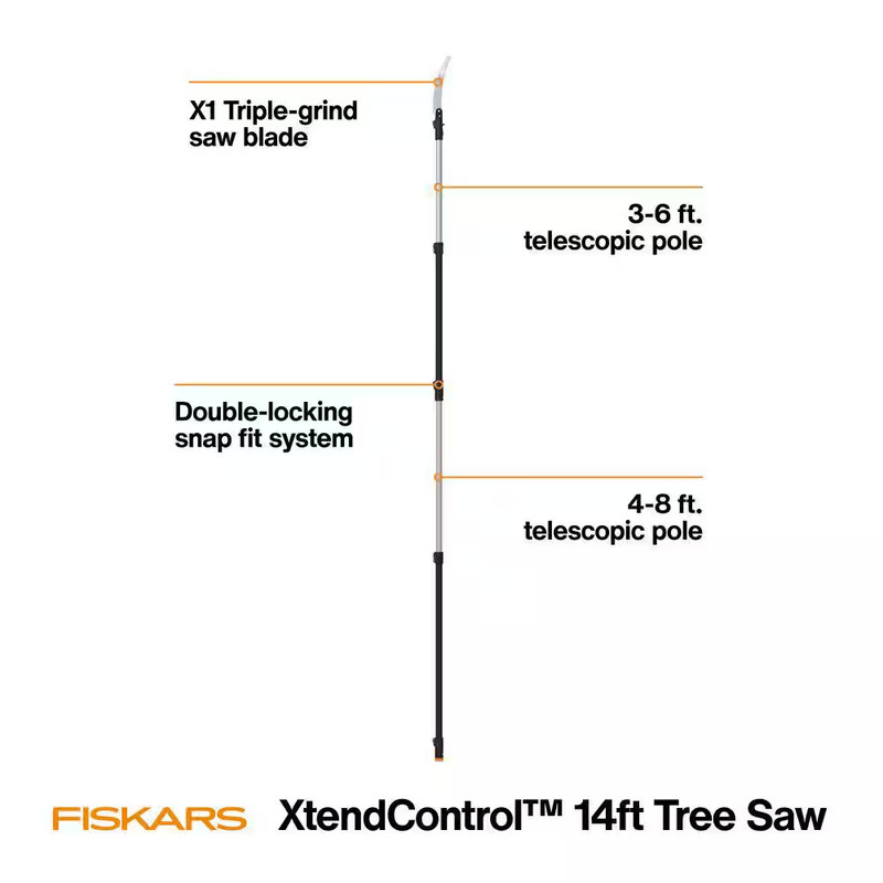 Fiskars XtendControl 15" Saw 14ft Interchangeable Pole Tree Pruner Trimmer Tool gallery