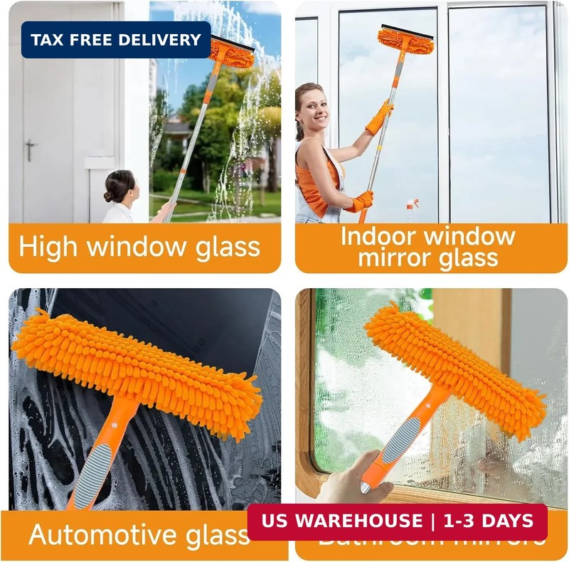67" Squeegee Window Cleaner 2 in 1 Rotatable Window Cleaning Tool Kit with Exten gallery