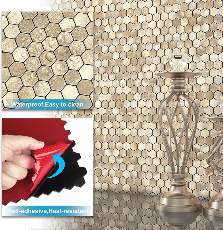 Rustic Hexagon Kitchen Backsplash Stickers 10PCS gallery
