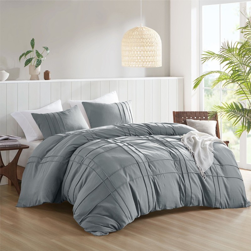 All Season Bedding Soft Microfiber Grid Duvet Cover Set Twin Full Queen King Cal gallery