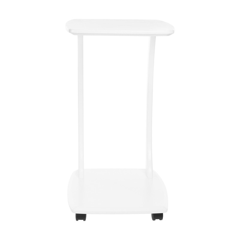 C-Shaped Side Table with Wheels Mobile End Table with Wood Frame Nightstand gallery