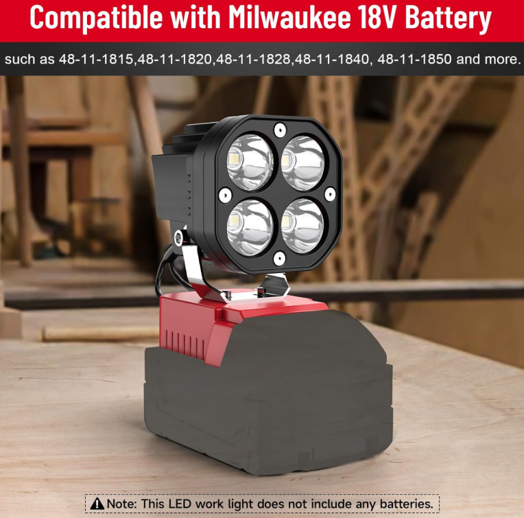 2 Pack 40W LED Work Light Compatible with Milwaukee 18V Battery 6000lm 6500k gallery