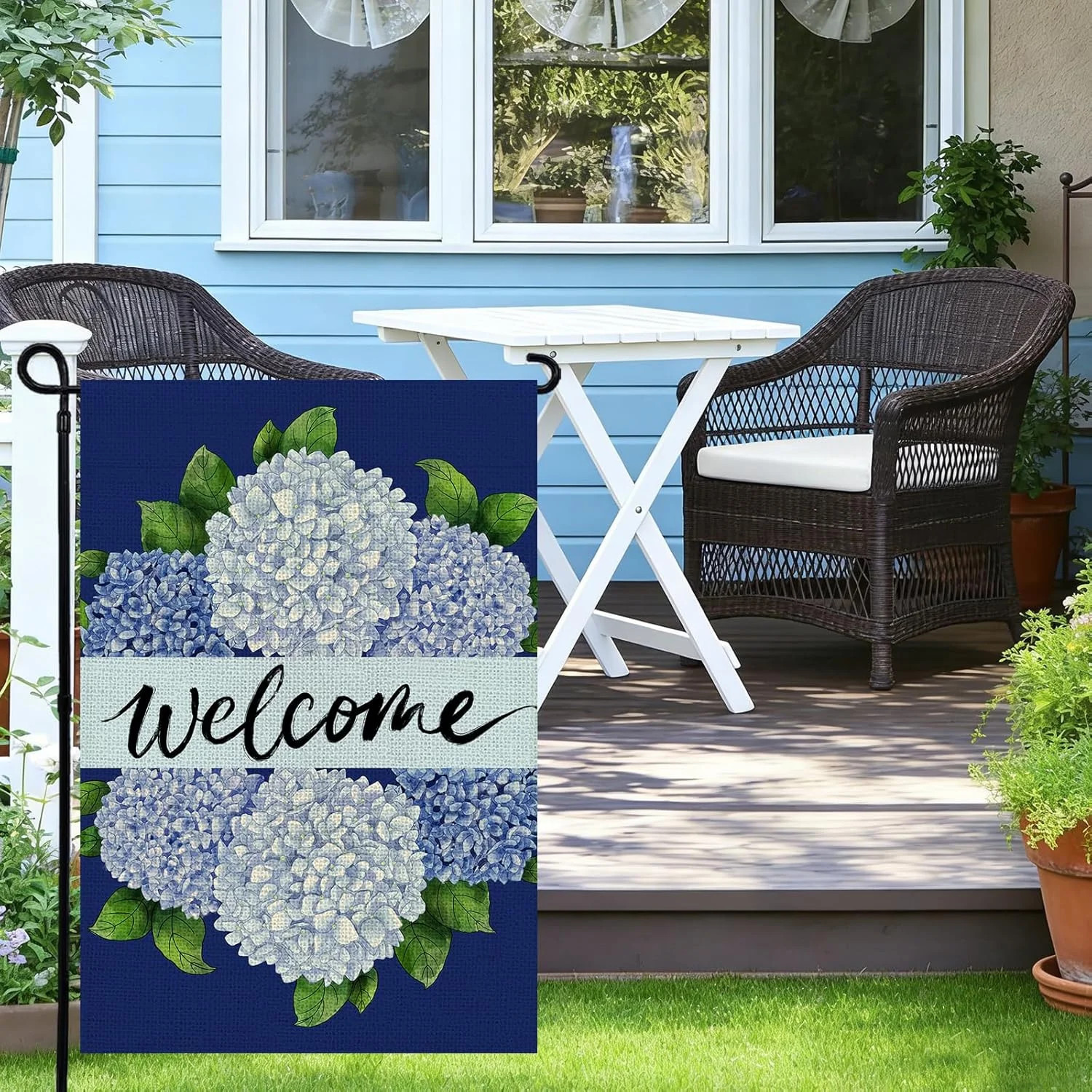 Spring Summer Garden Flag 12x18 Inch Double Sided, Hydrangea Floral Welcome Flag gallery